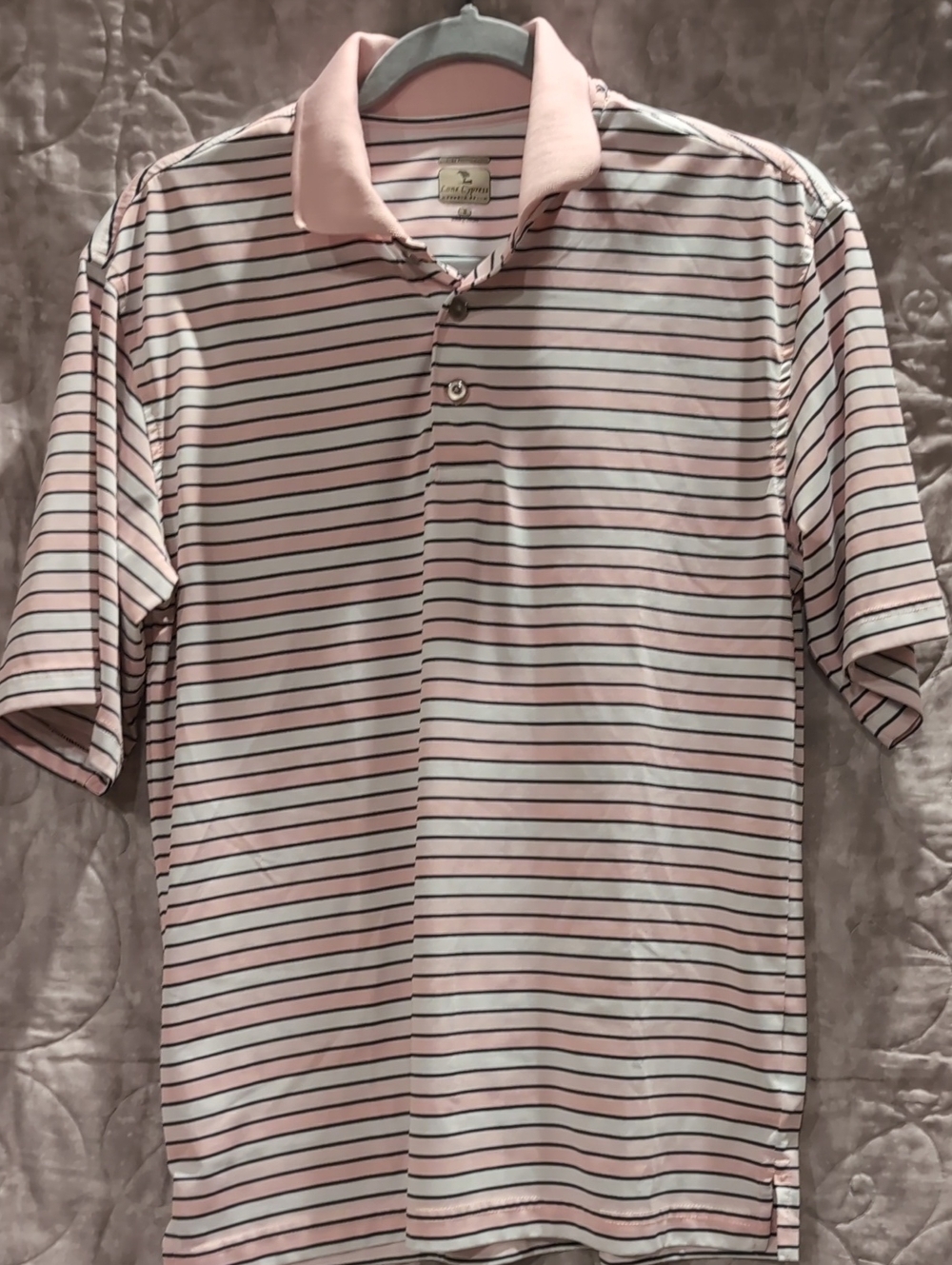 Pebble Beach Pink and White Striped Polo Shirt